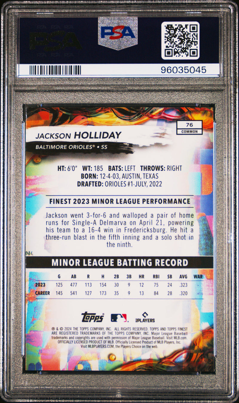 Graded 2024 Topps Finest Jackson Holliday #76 Rookie RC Baseball Card PSA 10 Gem Mint