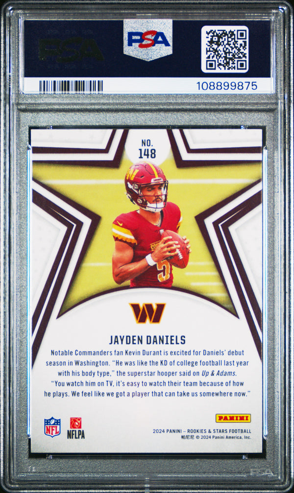 Graded 2024 Panini Rookies & Stars Jayden Daniels #148 Rookie RC Football Card PSA 10 Gem Mint