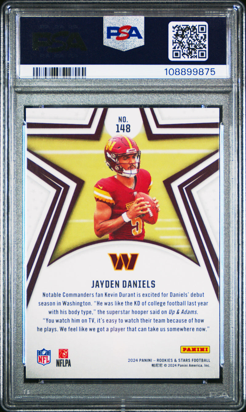 Graded 2024 Panini Rookies & Stars Jayden Daniels #148 Rookie RC Football Card PSA 10 Gem Mint