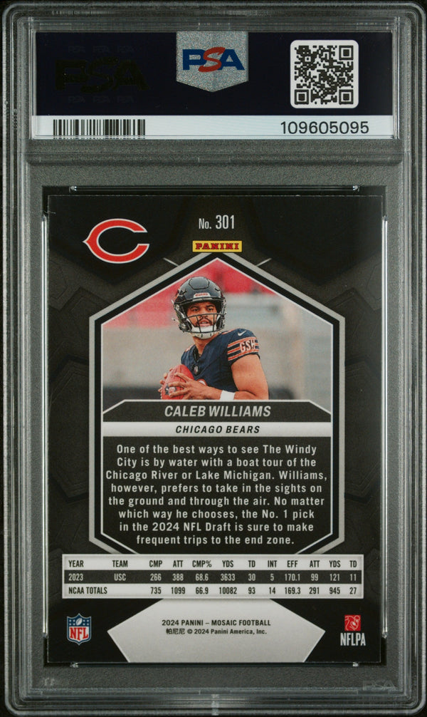 Graded 2024 Panini Mosaic Caleb Williams #301 Rookie RC Football Card PSA 10 Gem Mint