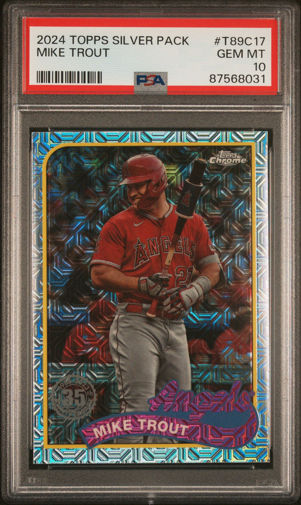 Graded 2024 Topps Silver Pack Mike Trout #T89C17 Baseball Card PSA 10 Gem Mint