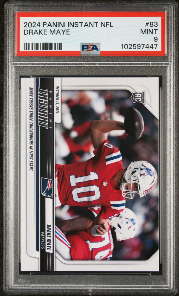 Graded 2024 Panini Instant NFL Drake Maye #83 Rookie RC Football Card PSA 9 Mint