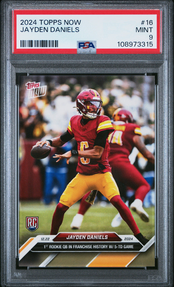 Graded 2024 Topps Now Jayden Daniels #16 Rookie RC Football Card PSA 9 Mint