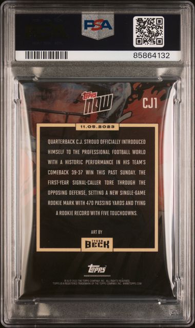 Graded 2023 Topps Now X Beck CJ Stroud #CJ1 Rookie RC Football Card PSA 10 Gem Mint