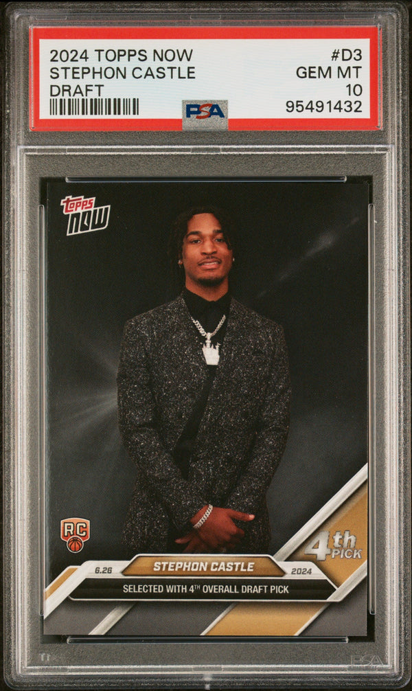 Graded 2024 Topps Now Stephon Castle #D3 Draft Rookie RC Basketball Card PSA 10 Gem Mint