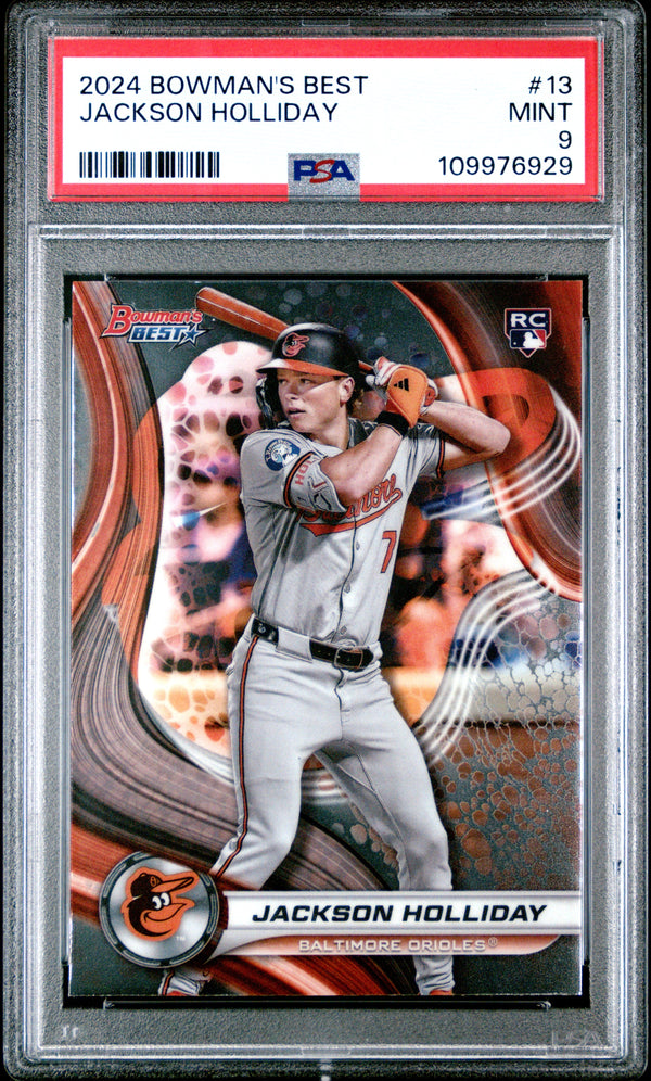 Graded 2024 Topps Bowmans Best Jackson Holliday #13 Rookie RC Baseball Card PSA 9 Mint