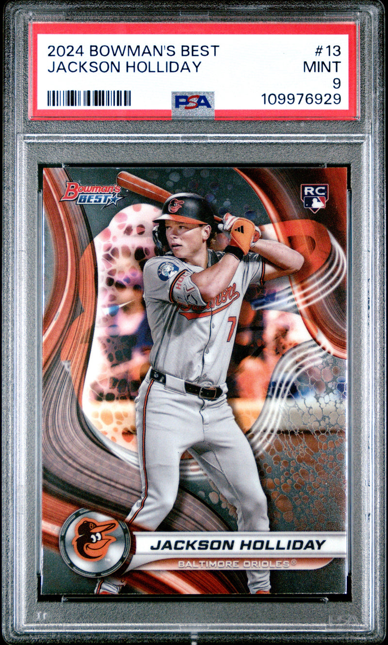 Graded 2024 Topps Bowmans Best Jackson Holliday #13 Rookie RC Baseball Card PSA 9 Mint