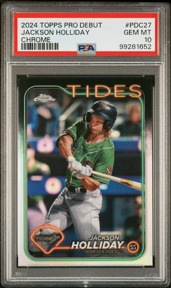 Graded 2024 Topps Pro Debut Jackson Holliday #PDC27 Chrome Rookie RC Baseball Card PSA 10 Gem Mint