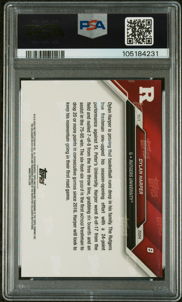 Graded 2024 Topps Bowman U Now Dylan Harper #8 Purple /25 Rookie RC Basketball Card PSA 10 Auto Grade Gem Mint