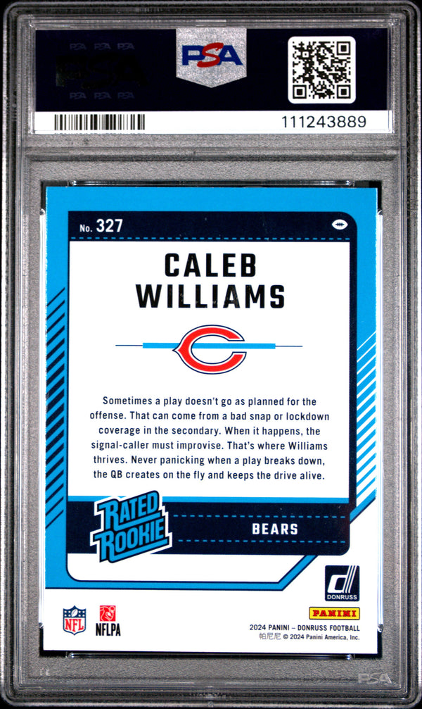 Graded 2024 Panini Donruss Caleb Williams #327 Rookie RC Football Card PSA 10 Gem Mint