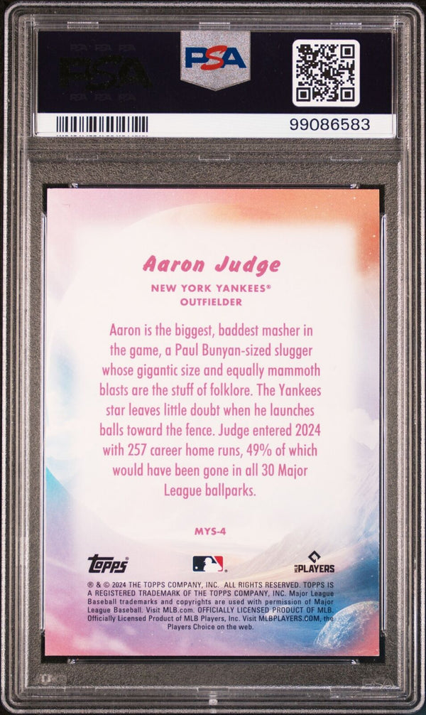 Graded 2024 Topps Update Aaron Judge #MYS4 Mystical Baseball Card PSA 10 Gem Mint