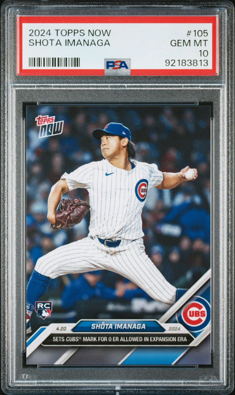 Graded 2024 Topps Now Shota Imanaga #105 Rookie RC Baseball Card PSA 10 Gem Mint