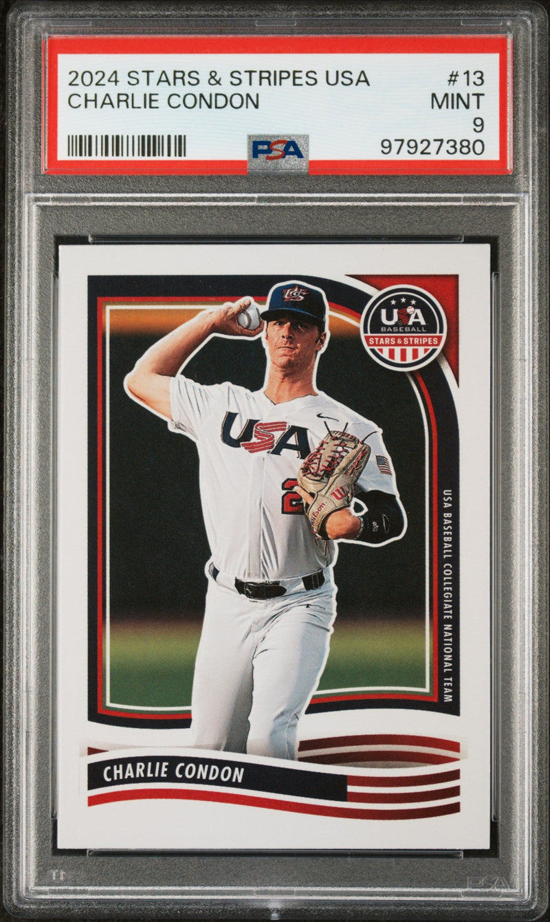 Graded 2024 Panini Stars & Stripes USA Charlie Condon #13 Rookie RC Baseball Card PSA 9 Mint