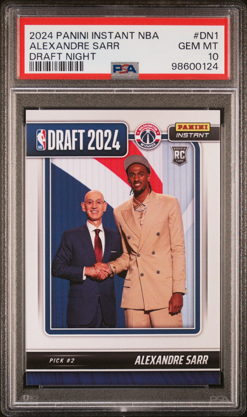 Graded 2024 Panini Instant NBA Alexandre Sarr #DN1 Draft Night Rookie RC Basketball Card PSA 10 Gem Mint