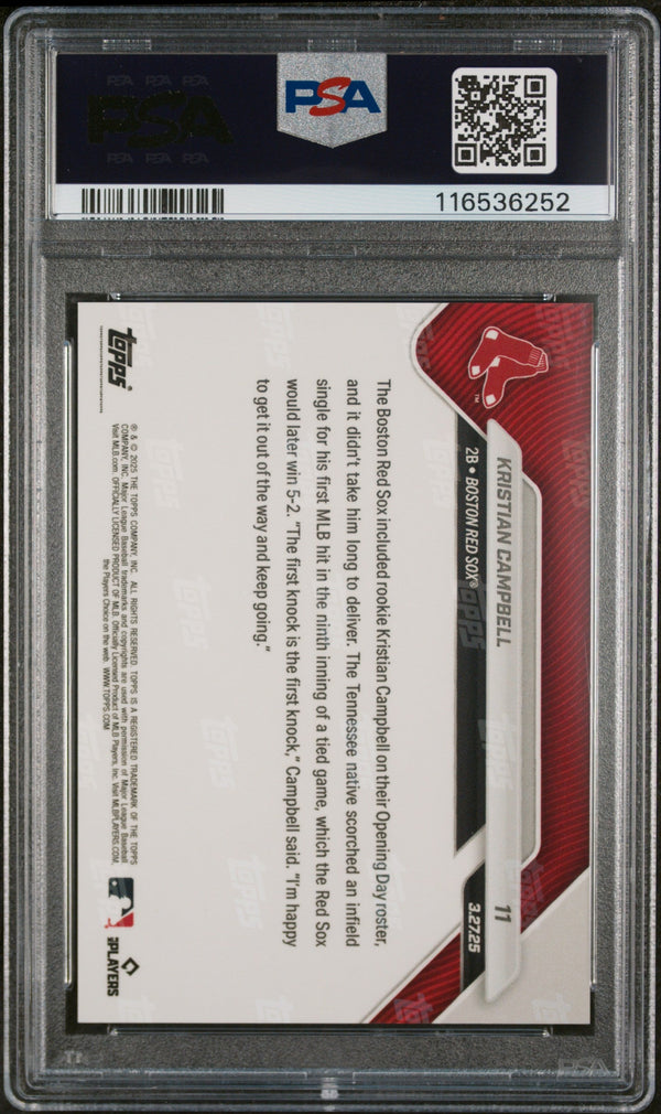 Graded 2025 Topps Now Kristian Campbell #11 Rookie RC Baseball Card PSA 8 Near Mint