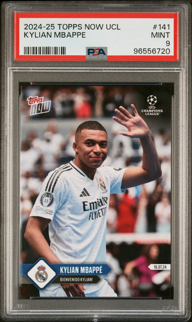 Graded 2024 Topps Now UCL Kylian Mbappe #141 Soccer Card PSA 9 Mint
