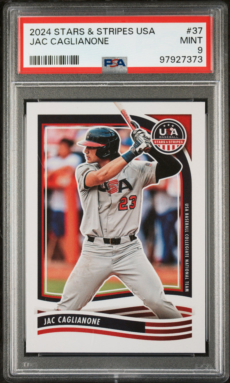 Graded 2024 Panini Stars & Stripes USA Jac Caglianone #37 Rookie RC Baseball Card PSA 9 Mint