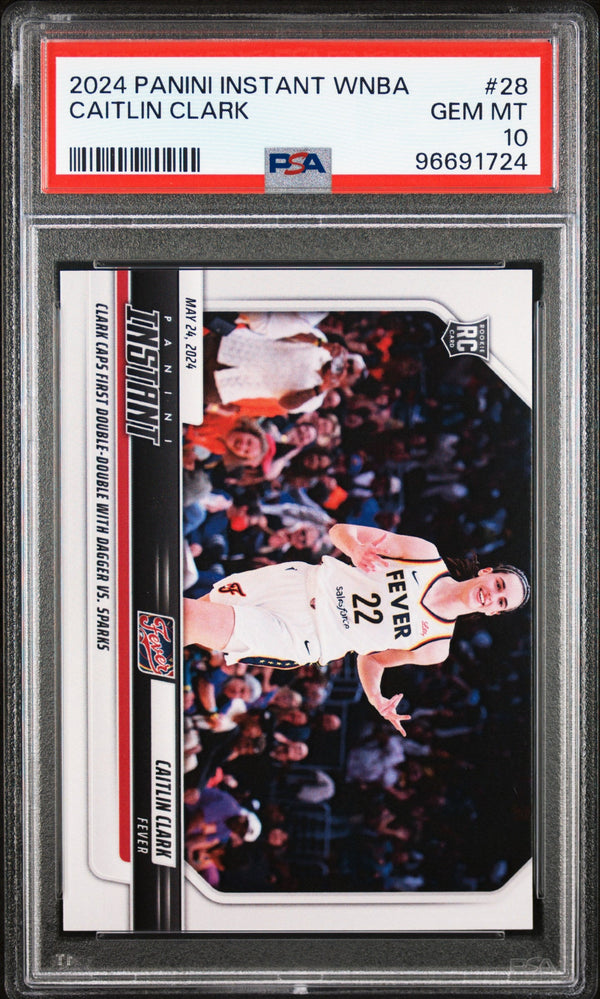 Graded 2024 Panini Instant WNBA Caitlin Clark #28 Rookie RC Basketball Card PSA 10 Gem Mint