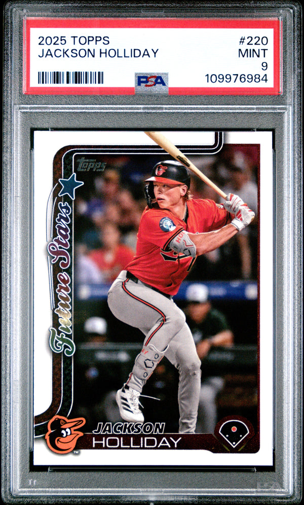 Graded 2025 Topps Jackson Holliday #220 Future Stars Baseball Card PSA 9 Mint
