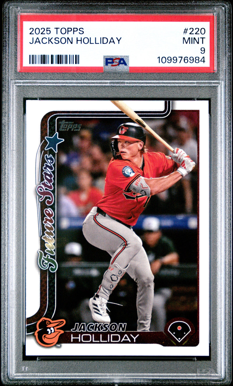Graded 2025 Topps Jackson Holliday #220 Future Stars Baseball Card PSA 9 Mint