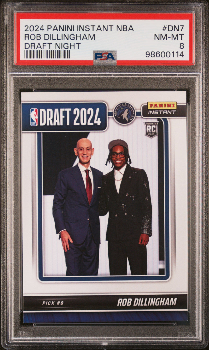 Graded 2024 Panini Instant NBA Rob Dillingham #DN7 Draft Night Rookie RC Basketball Card PSA 8 Near Mint