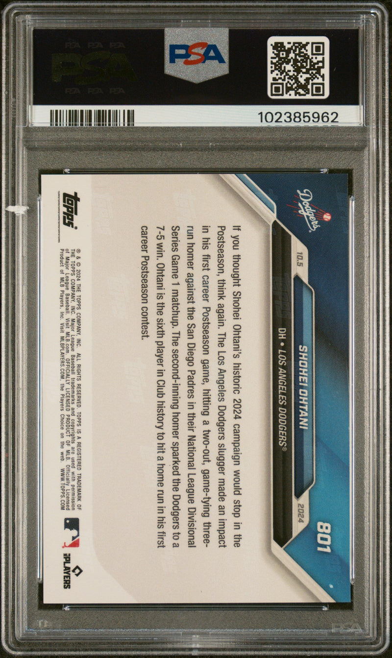 Graded 2024 Topps Now Shohei Ohtani #801 First Career Post Season Home Run Baseball Card PSA 7 Near Mint
