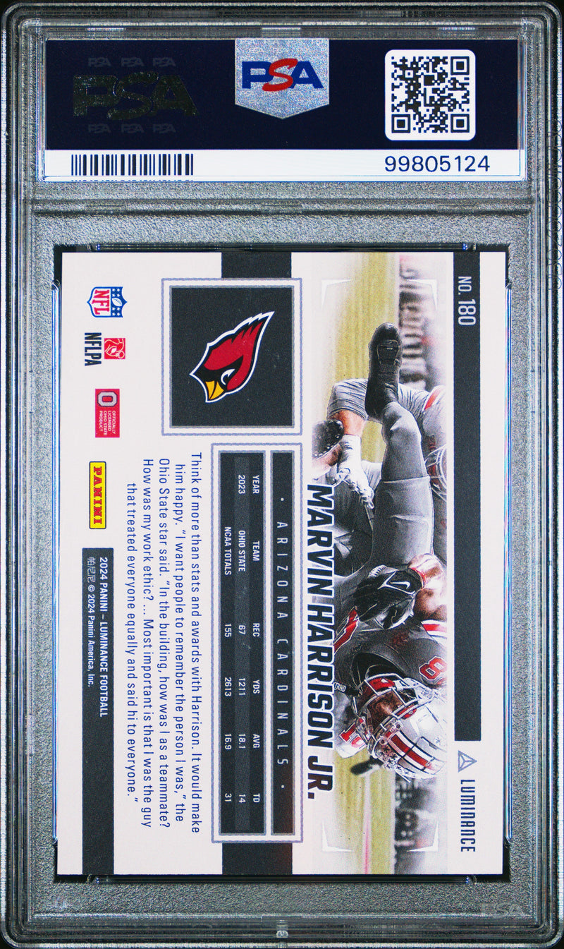 Graded 2024 Panini Luminance Marvin Harrison Jr #180 Rookie RC Football Card PSA 10 Gem Mint