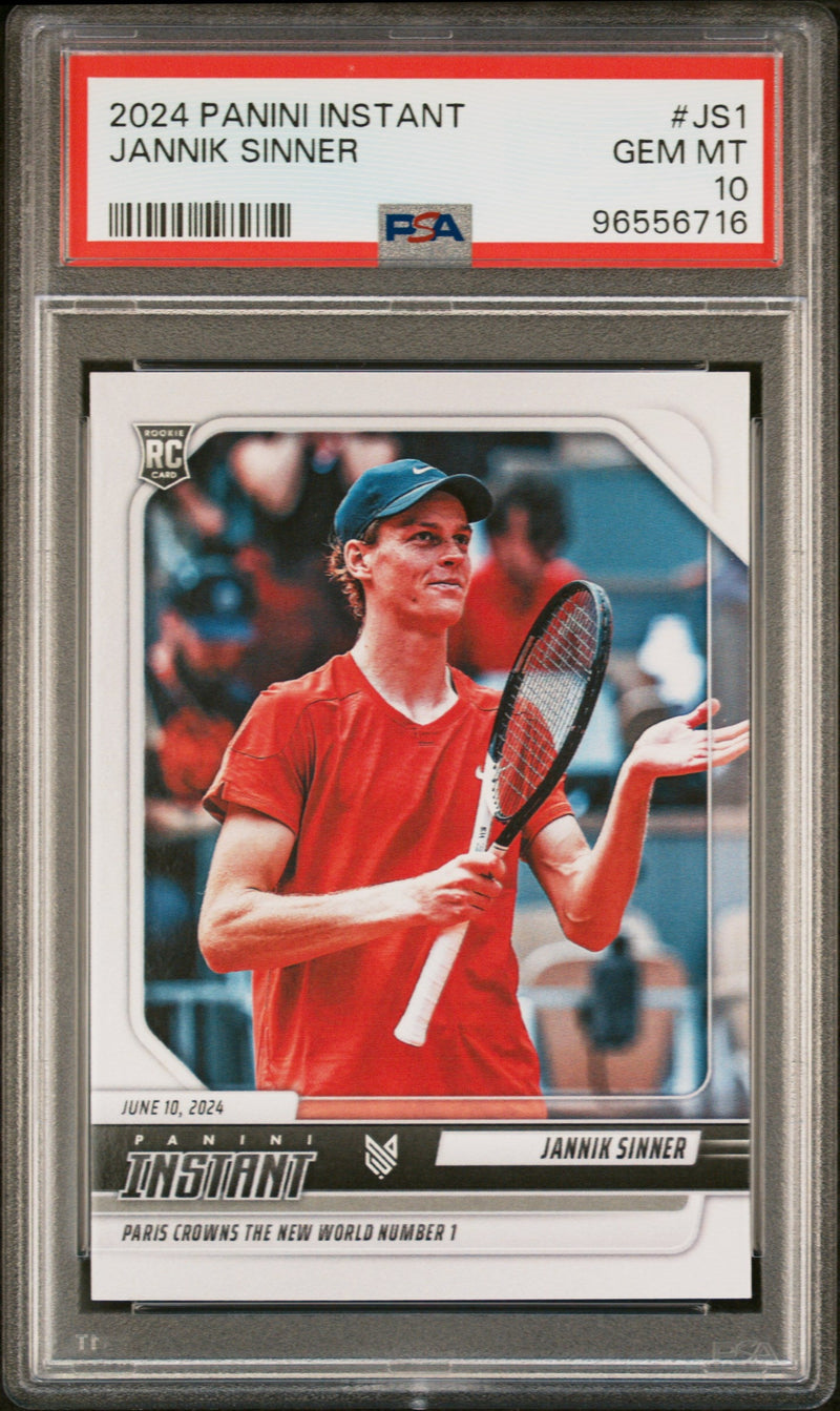 Graded 2024 Panini Instant Jannik Sinner #JS1 New World #1 Rookie RC Tennis Card PSA 10 Gem Mint