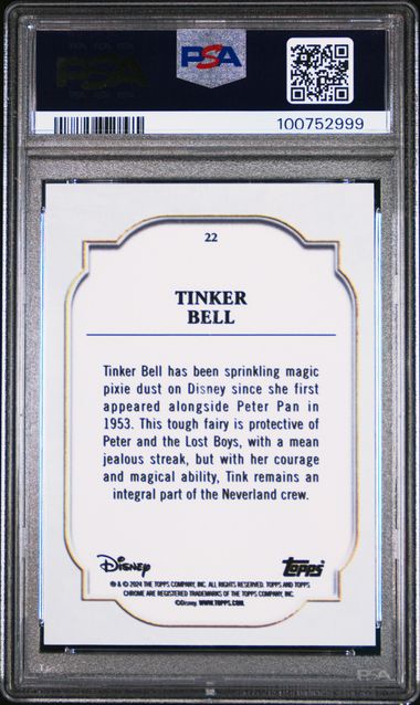Graded 2024 Topps Chrome Disney Tinker Bell #22 Card PSA 10 Gem Mint