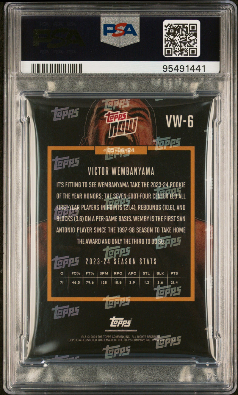 Graded 2023 Topps Now Victor Wembanyama #VW6 Rookie RC Basketball Card PSA 8 Near Mint
