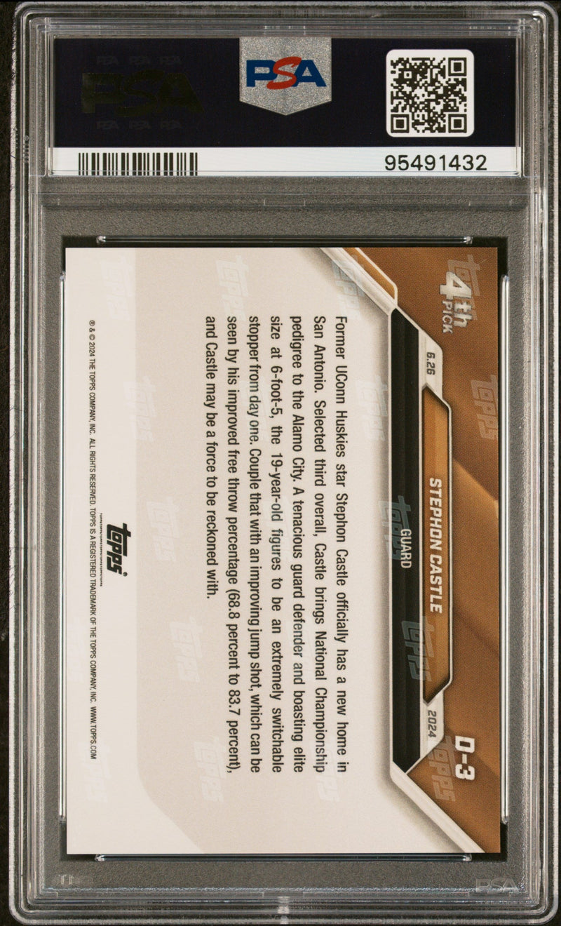 Graded 2024 Topps Now Stephon Castle #D3 Draft Rookie RC Basketball Card PSA 10 Gem Mint