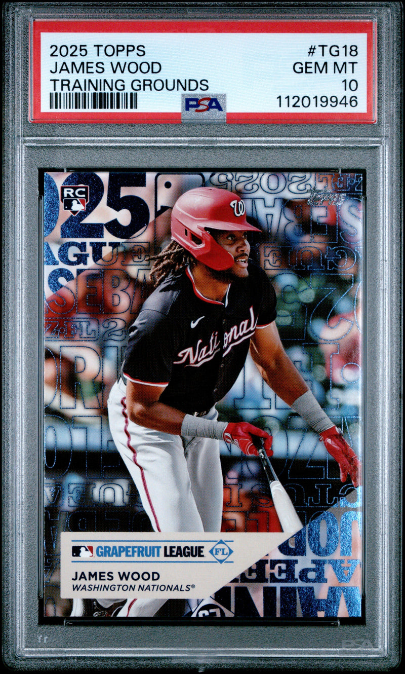 Graded 2025 Topps James Wood #TG18 Training Grounds Rookie RC Baseball Card PSA 10 Gem Mint