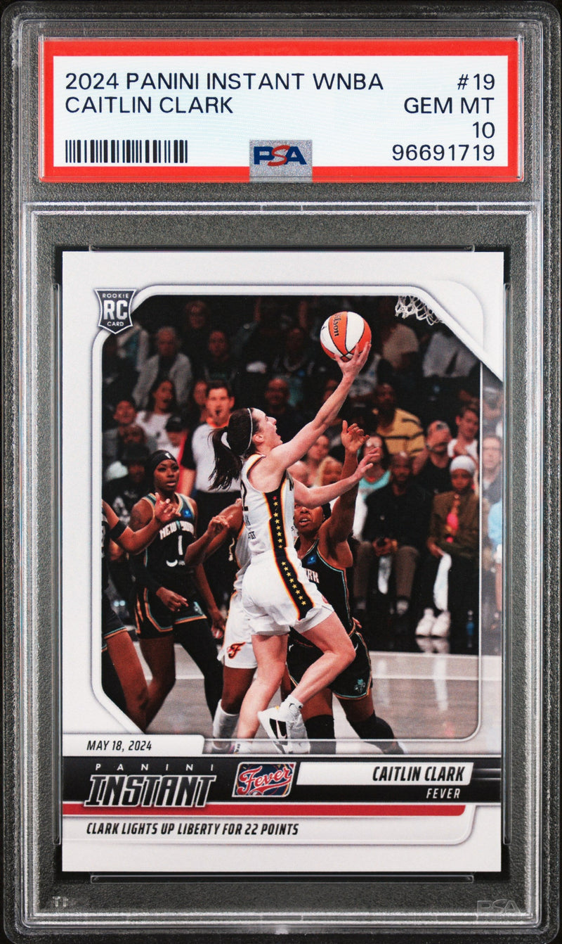 Graded 2024 Panini Instant WNBA Caitlin Clark #19 Rookie RC Basketball Card PSA 10 Gem Mint