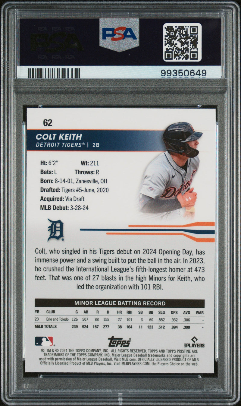 Graded 2024 Topps Pristine Colt Keith #62 Rookie RC Baseball Card PSA 10 Gem Mint