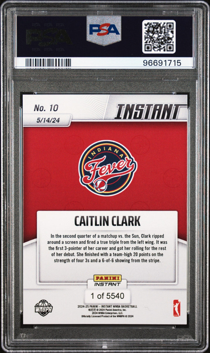 Graded 2024 Panini Instant WNBA Caitlin Clark #10 Rookie RC Basketball Card PSA 10 Gem Mint