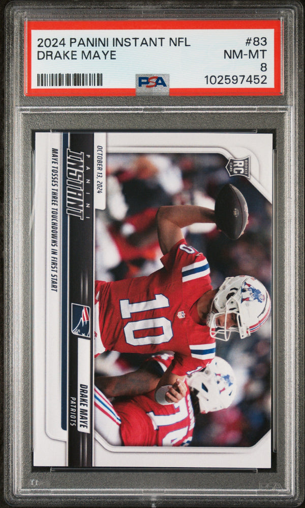 Graded 2024 Panini Instant NFL Drake Maye #83 Rookie RC Football Card PSA 8 Near Mint