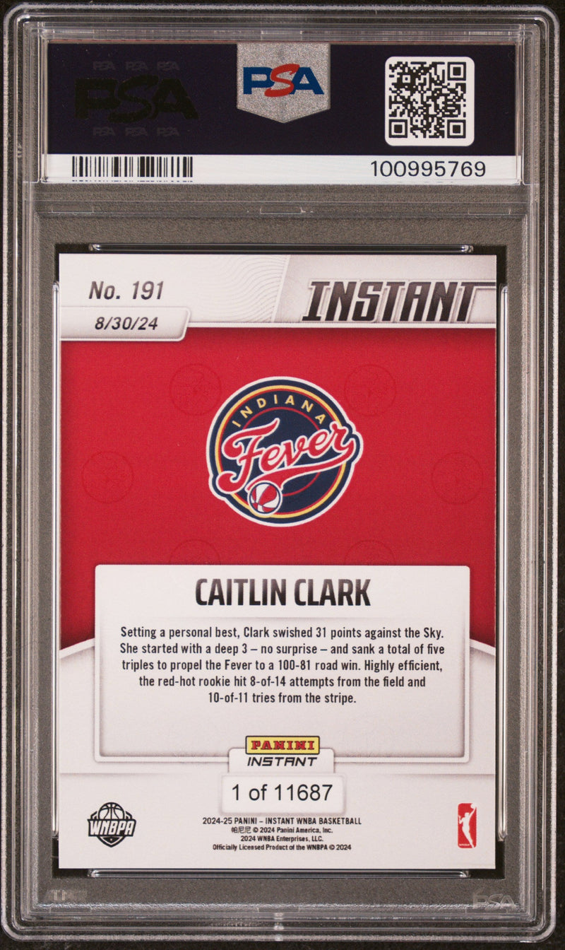 Graded 2024 Panini Instant WNBA Caitlin Clark #191 Rookie RC Basketball Card PSA 6 Mint