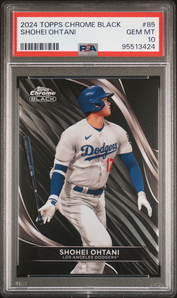 Graded 2024 Topps Chrome Black Shohei Ohtani #85 Baseball Card PSA 10 Gem Mint