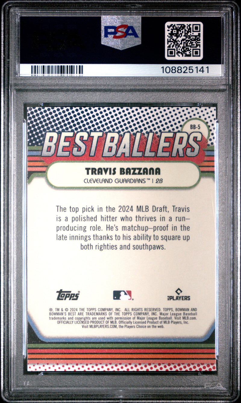 Graded 2024 Topps Bowmans Best Travis Bazzana #BB5 Best Ballers Mini Diamond Rookie RC Baseball Card PSA 10 Gem Mint