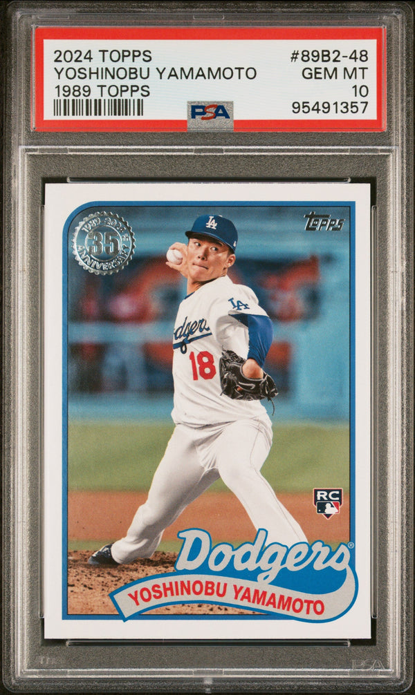 Graded 2024 Topps Yoshinobu Yamamoto #89B2-48 1989 Topps Rookie RC Baseball Card PSA 10 Gem Mint
