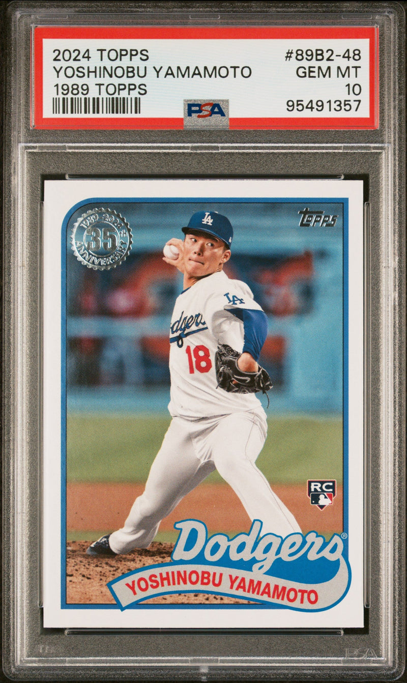 Graded 2024 Topps Yoshinobu Yamamoto #89B2-48 1989 Topps Rookie RC Baseball Card PSA 10 Gem Mint