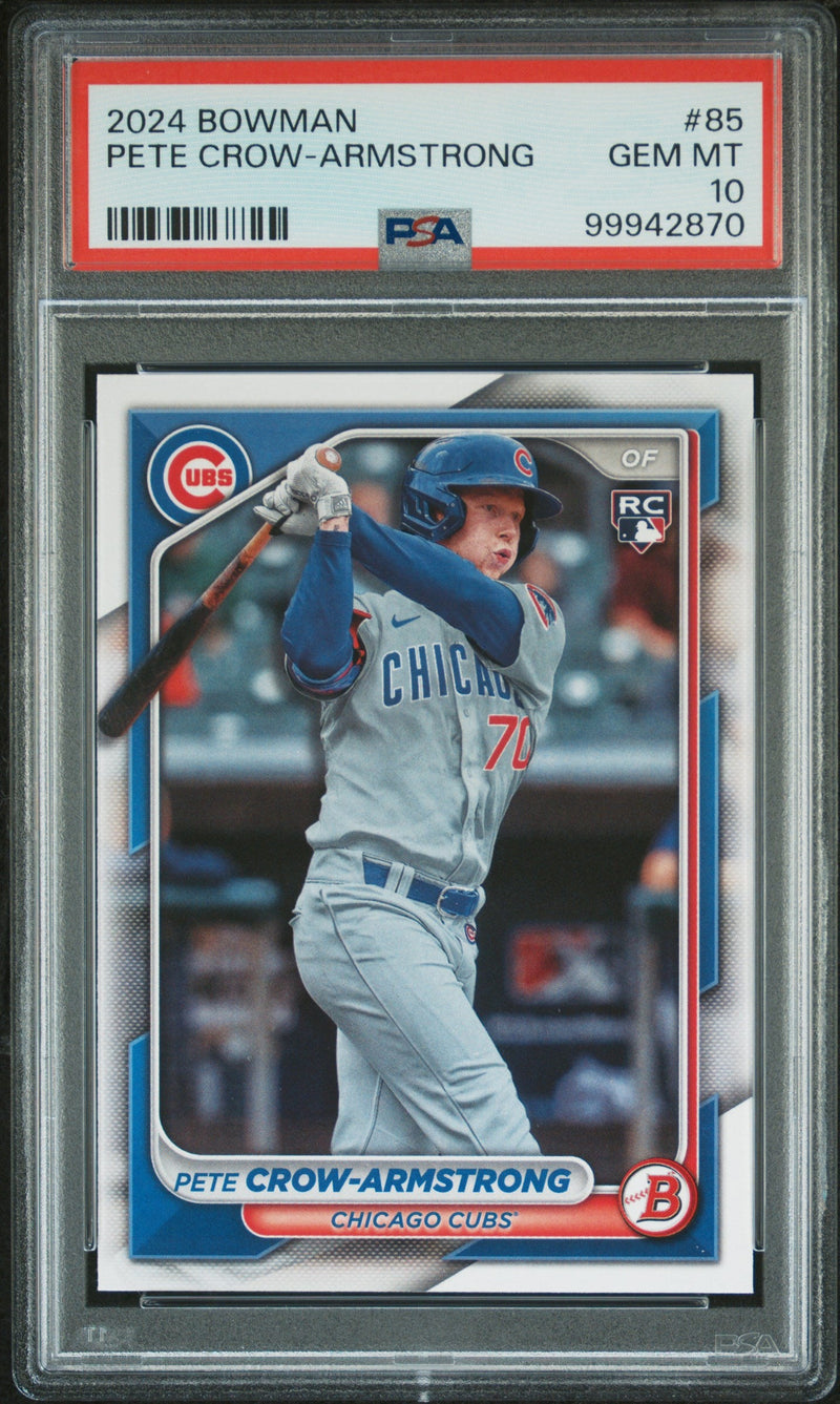 Graded 2024 Topps Bowman Pete Crow Armstrong #85 Rookie RC Baseball Card PSA 10 Gem Mint