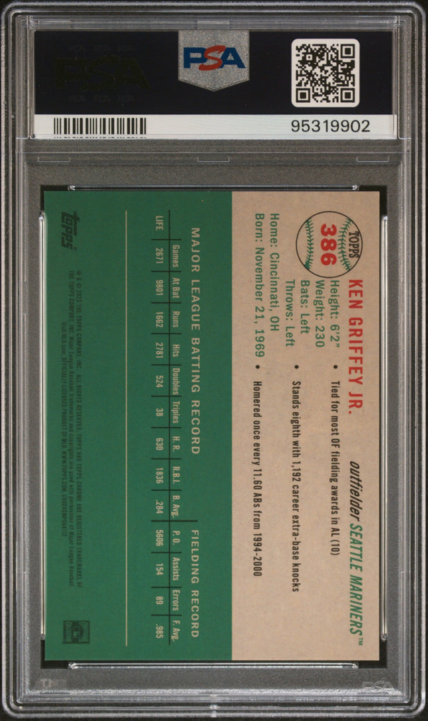 Graded 2023 Topps Platinum Anniversary Ken Griffey Jr. #386 Topps #/499 Baseball Card PSA 10 Gem Mint