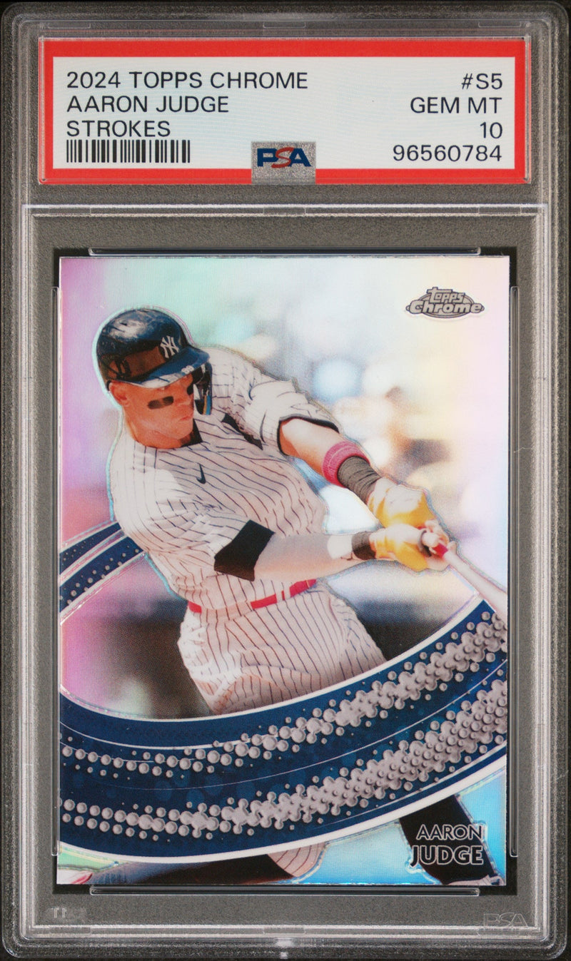 Graded 2024 Topps Chrome Aaron Judge #S5 Strokes Baseball Card PSA 10 Gem Mint