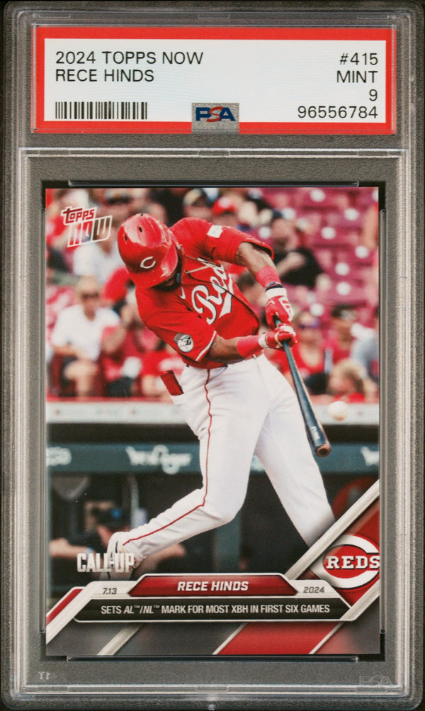 Graded 2024 Topps Now Rece Hinds #415 Rookie RC Baseball Card PSA 9 Mint