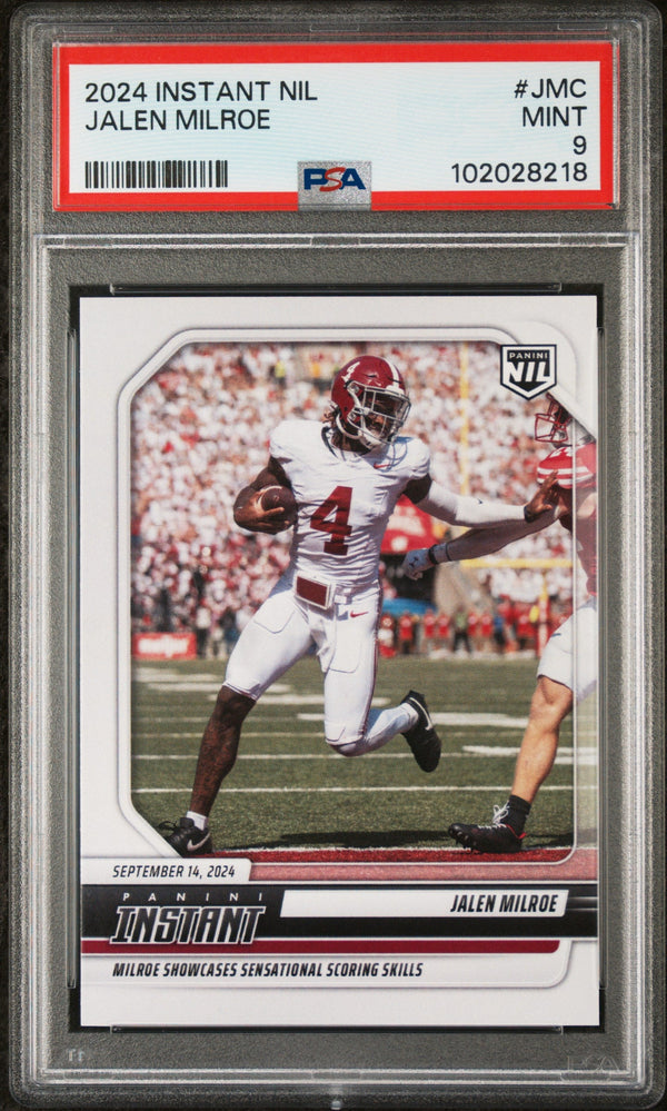 Graded 2024 Panini Instant NIL Jalen Milroe #JMC Rookie RC Football Card PSA 9 Mint