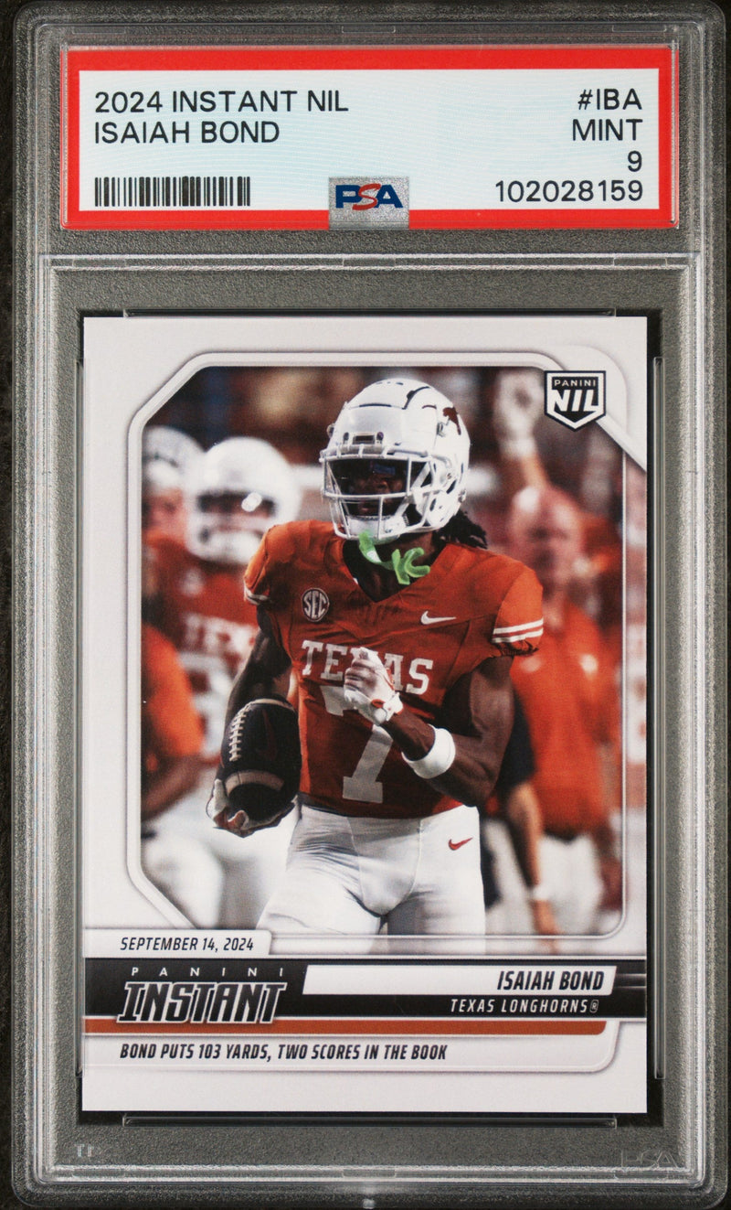 Graded 2024 Panini Instant NIL Isaiah Bond #IBA Rookie RC Football Card PSA 9 Mint