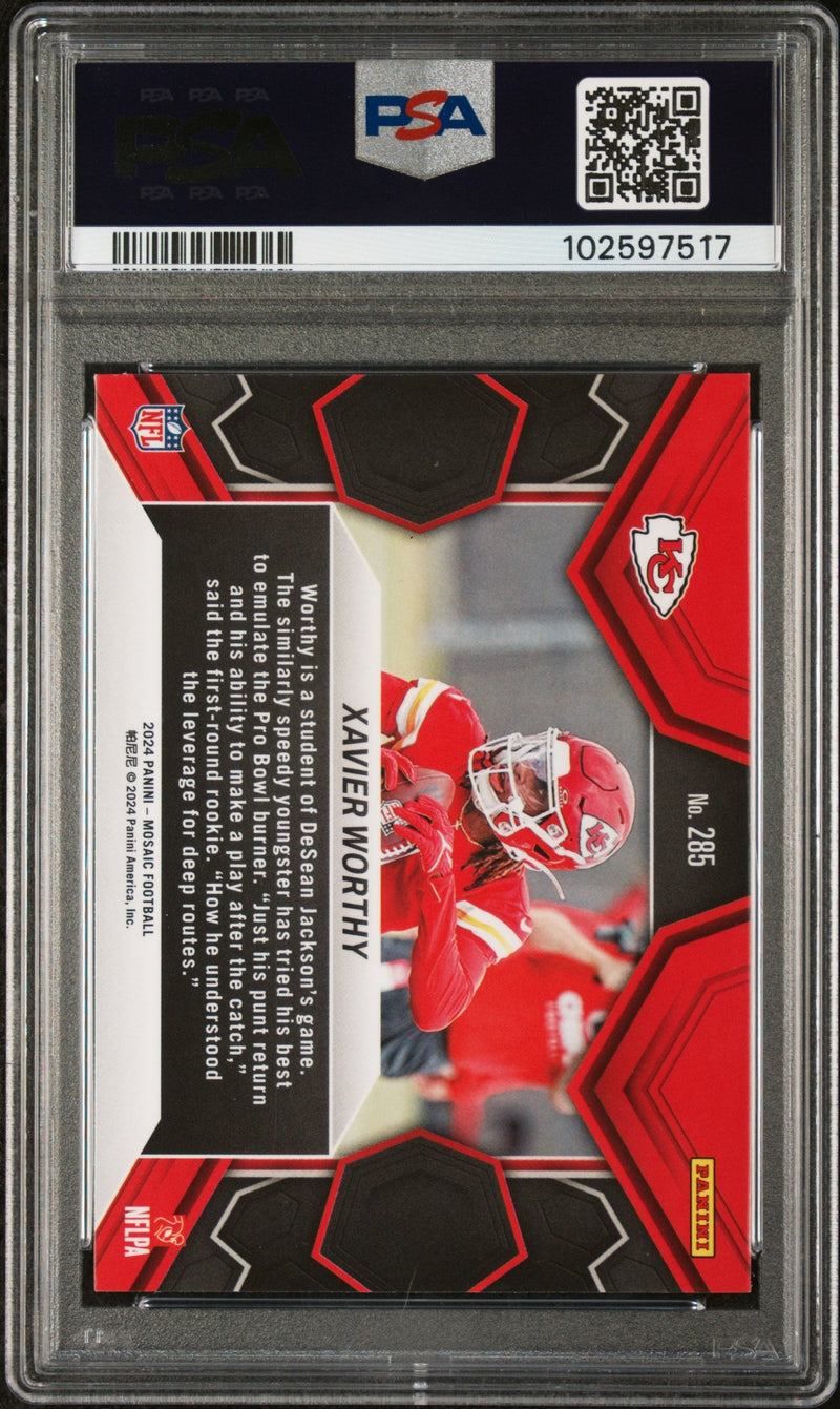 Graded 2024 Panini Mosaic Xavier Worthy #285 Rookie RC Football Card PSA 9 Mint