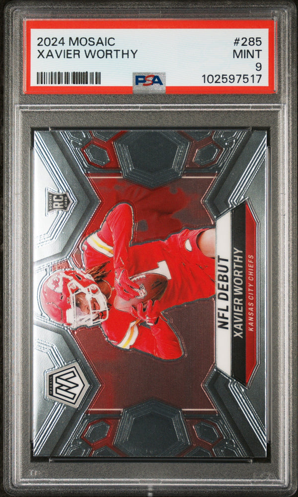 Graded 2024 Panini Mosaic Xavier Worthy #285 Rookie RC Football Card PSA 9 Mint
