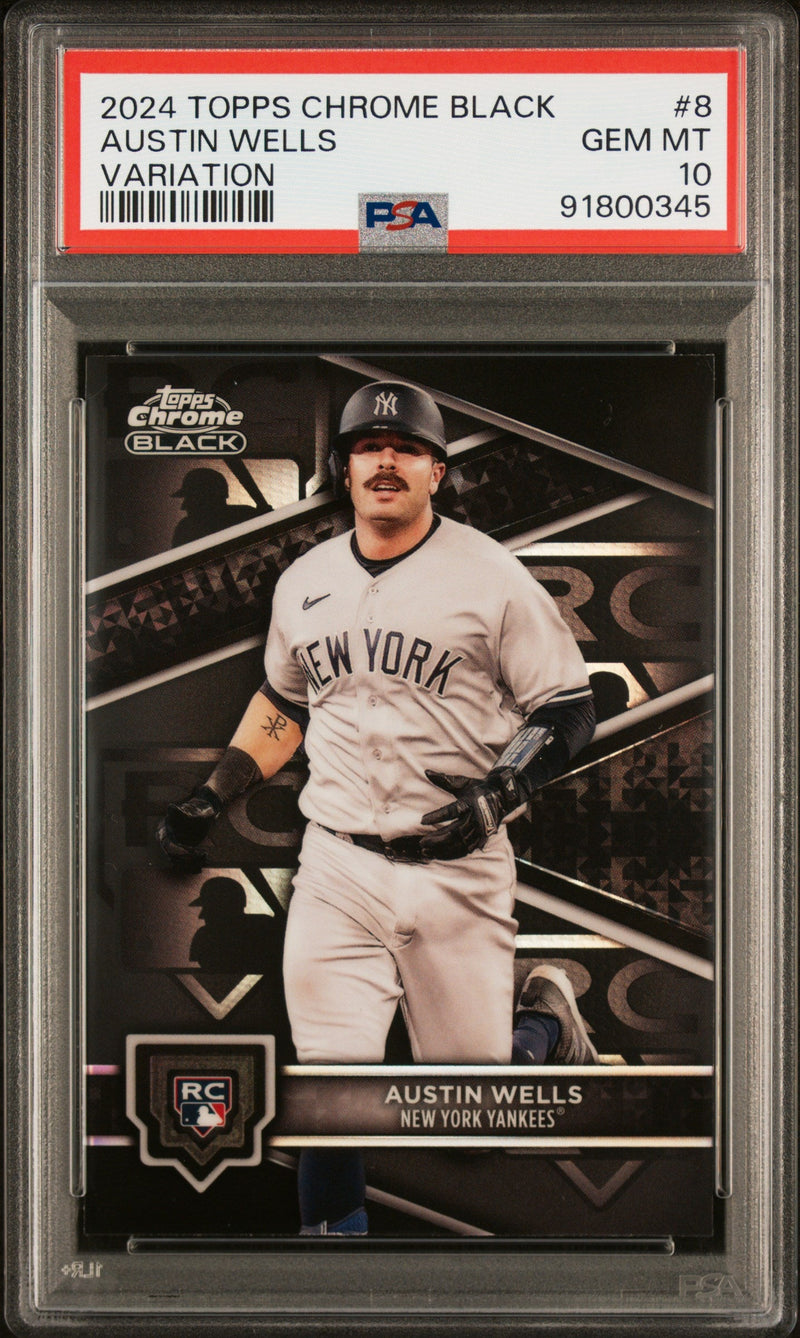Graded 2024 Topps Bowman Austin Wells #8 Variation Rookie RC Baseball Card PSA 10 Gem Mint